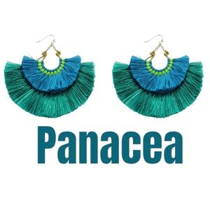 Panacea Blue Green Layered Fan Drop Earrings NWT